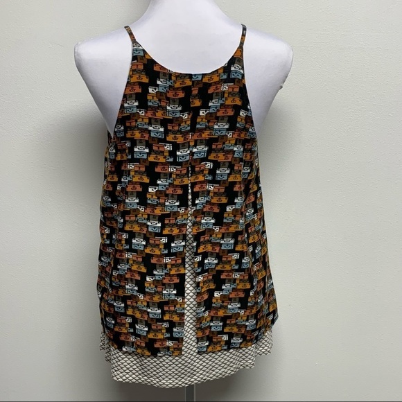 Anthropologie Porridge | Small |Split Back Suitcase Print Layered Swing Tank Top - Picture 2 of 15
